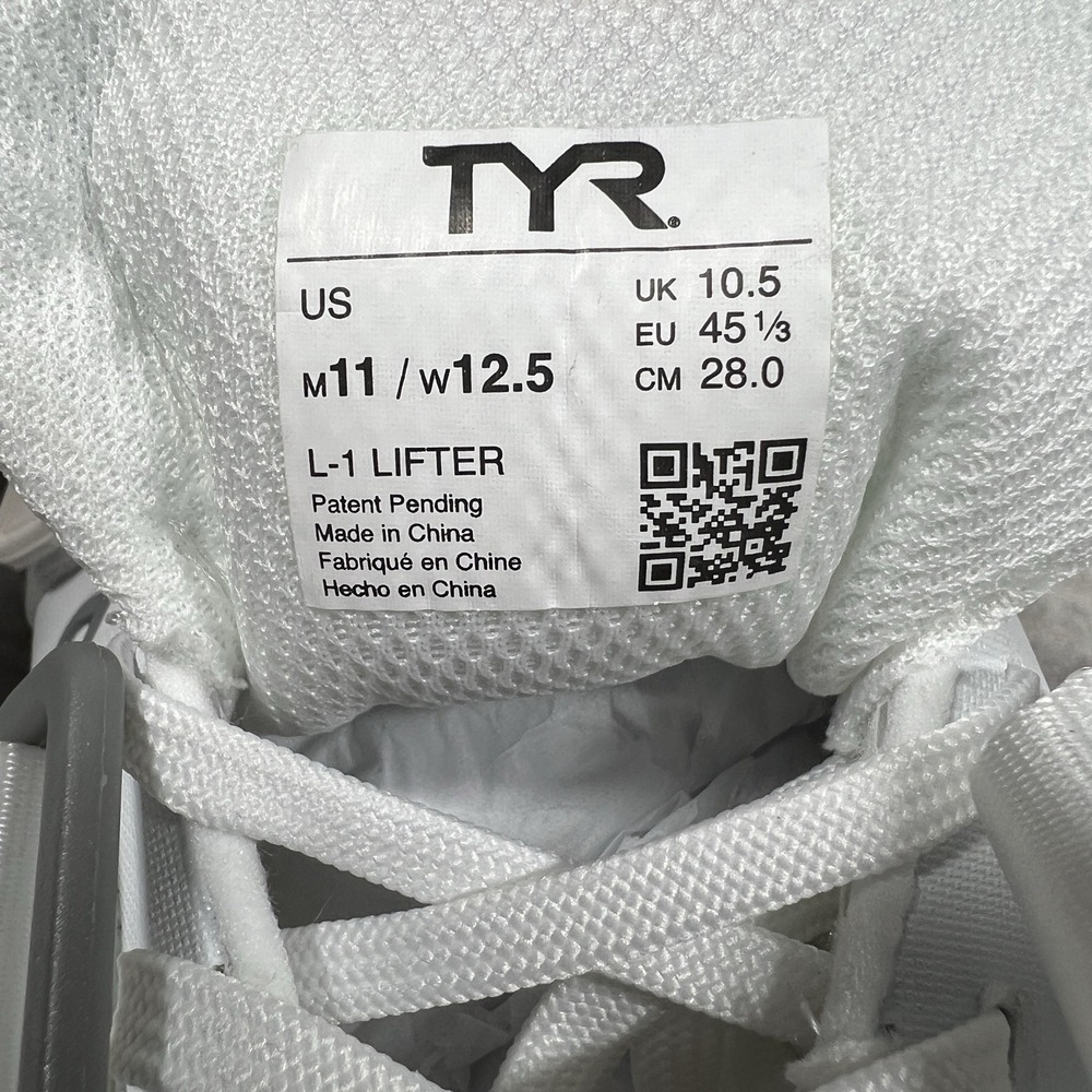 TYR L-1 Lifter Men's 11 Weight Training Powerlifting Gym Shoes White Silver NWOB - Picture 2 of 9
